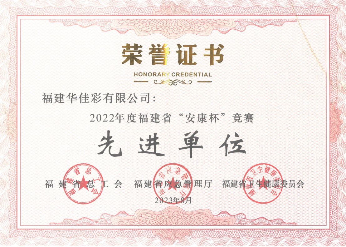 2022年度福建省“安康杯”競賽先進單位